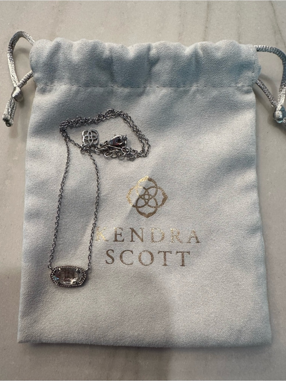Kendra Scott Silver Clear Glass Pendant Necklace